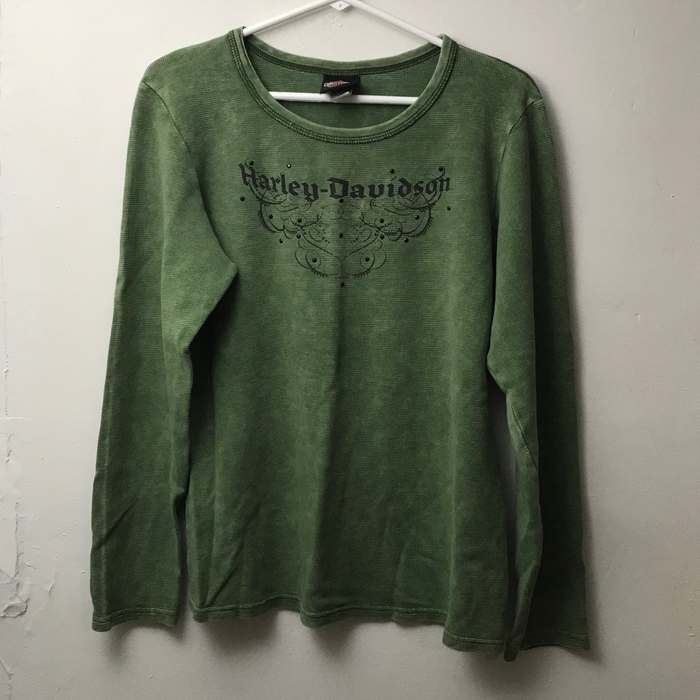 Long sleeve Harley Davidson shirt.